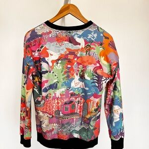 Rie- Rare Artistic Colorful Abstract Print Crewneck Sweatshirt